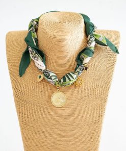 Reese - Green Bee Charm -  Scarf Necklace