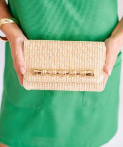Ruby Straw Clutch - Gold Charm Bamboo Bar
