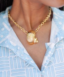 Soleil - Gold Conch Charm Necklace - 18k Gold Plated