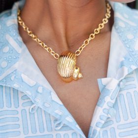 Soleil - Gold Conch Charm Necklace - 18k Gold Plated