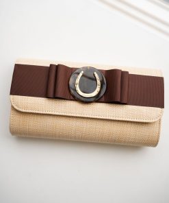 Straw Avery - Chocolate Flat Bow- Tort Circle/Horseshoe