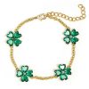 The Catherine Bracelet - Emerald Clover Stone adjustable Bracelet  - 18k Gold Plated-Darby Clark Collection