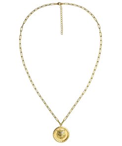 Tiger 3D Disc Coin Necklace - 18k Gold Plated