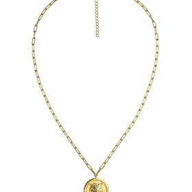 Tiger 3D Disc Coin Necklace - 18k Gold Plated