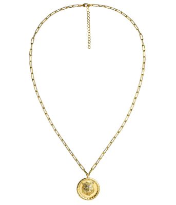 Tiger 3D Disc Coin Necklace - 18k Gold Plated